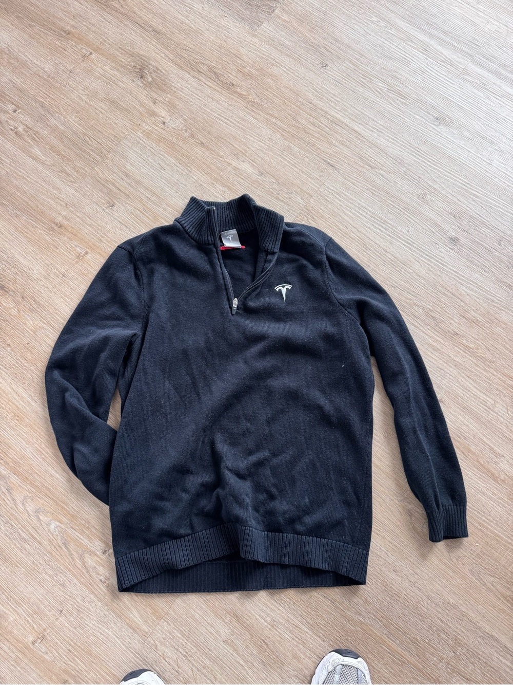 Tesla Black Half-Zip Pullover Sweater with Chest Logo